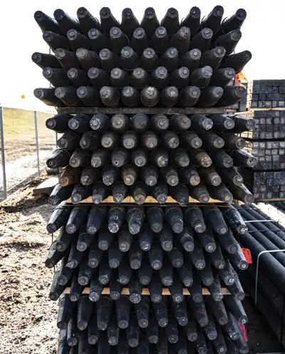 A stack of pointed ZahnTech composite posts ready to drive